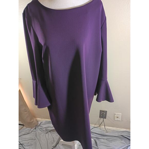 Liz Claiborne Dress Purple Sz 18 Flared Sleeves Office To Party - Picture 1 of 9